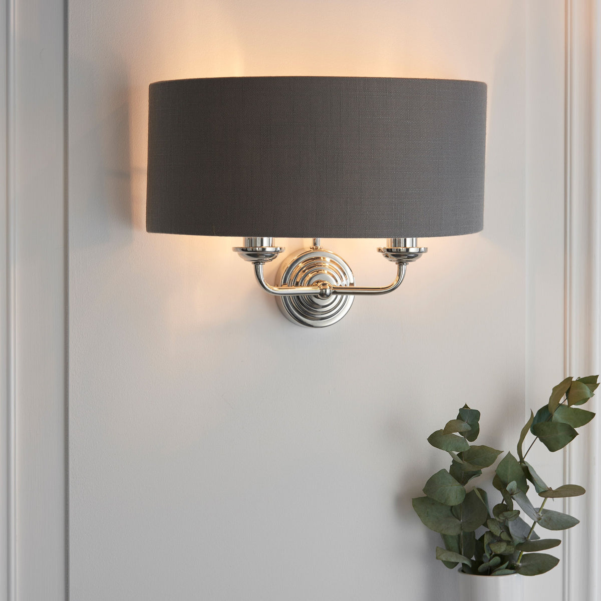 Bodhi Lighting Highclaire 2 Wall Light Nickel & Charcoal House of Isabella UK