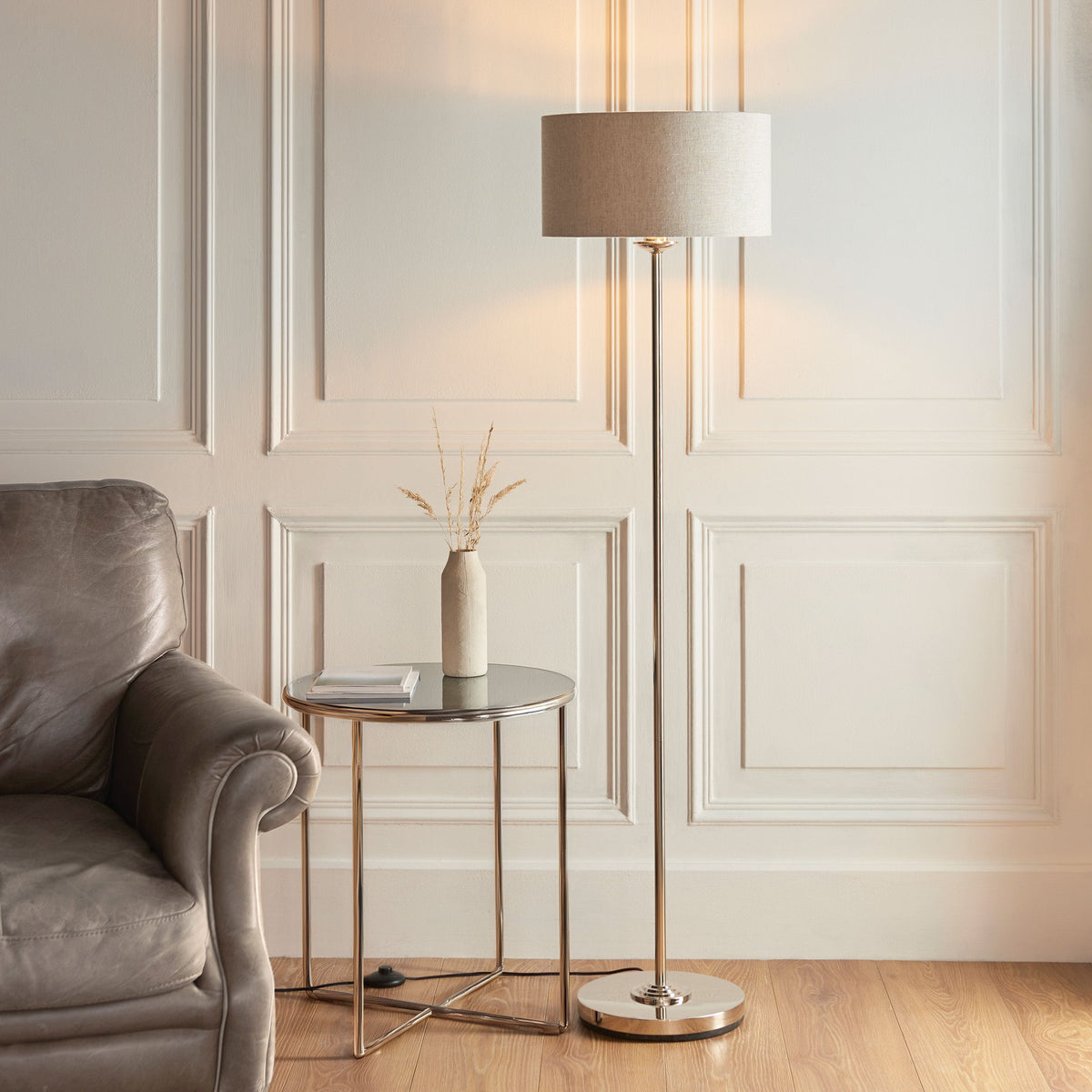 Highclaire Floor Lamp Brushed ChRoman.