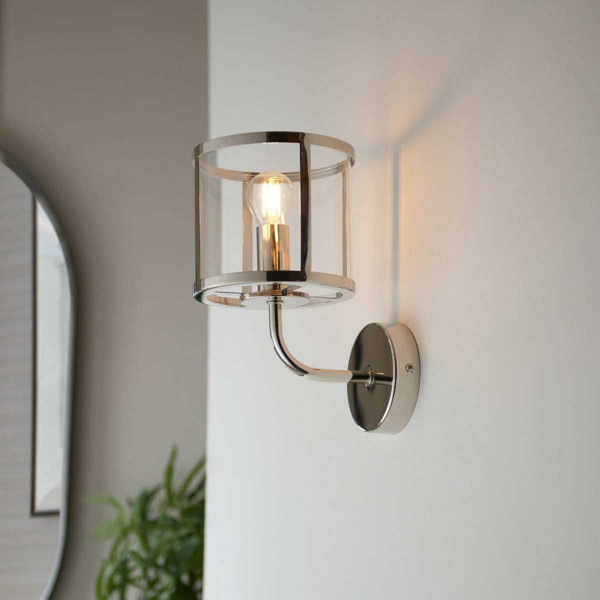 Hopton 1 Wall Light Bright Nickel.