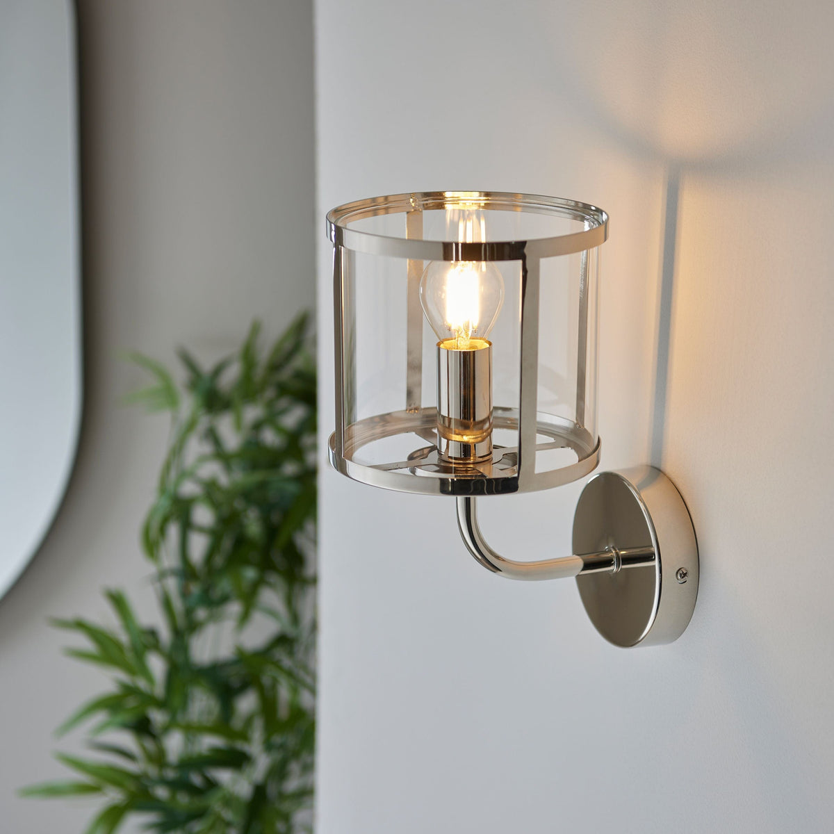 Hopton 1 Wall Light Bright Nickel.