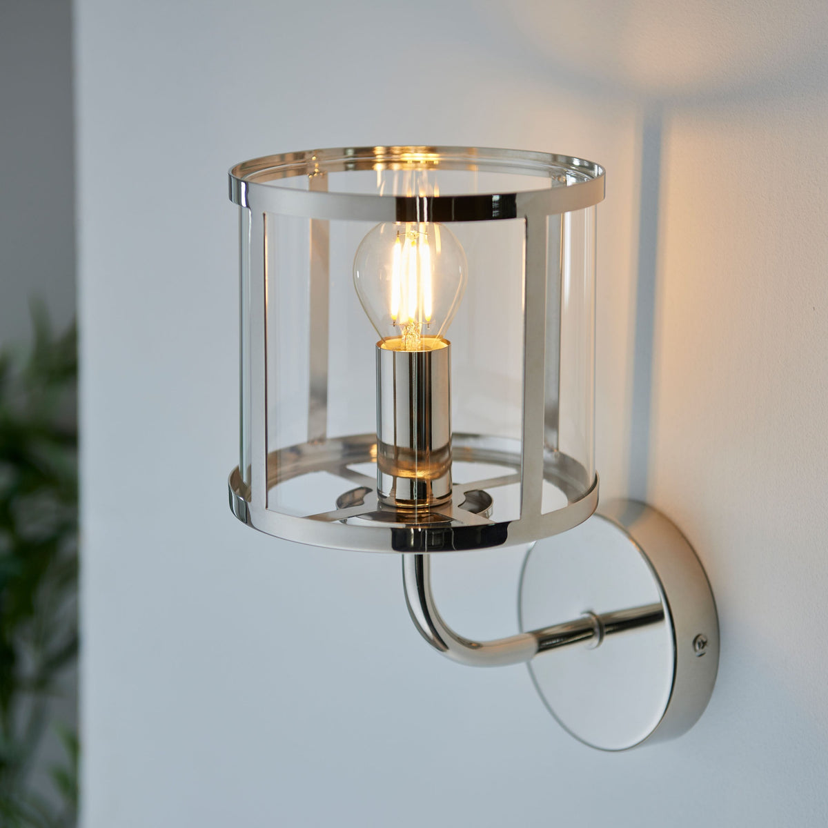 Hopton 1 Wall Light Bright Nickel.