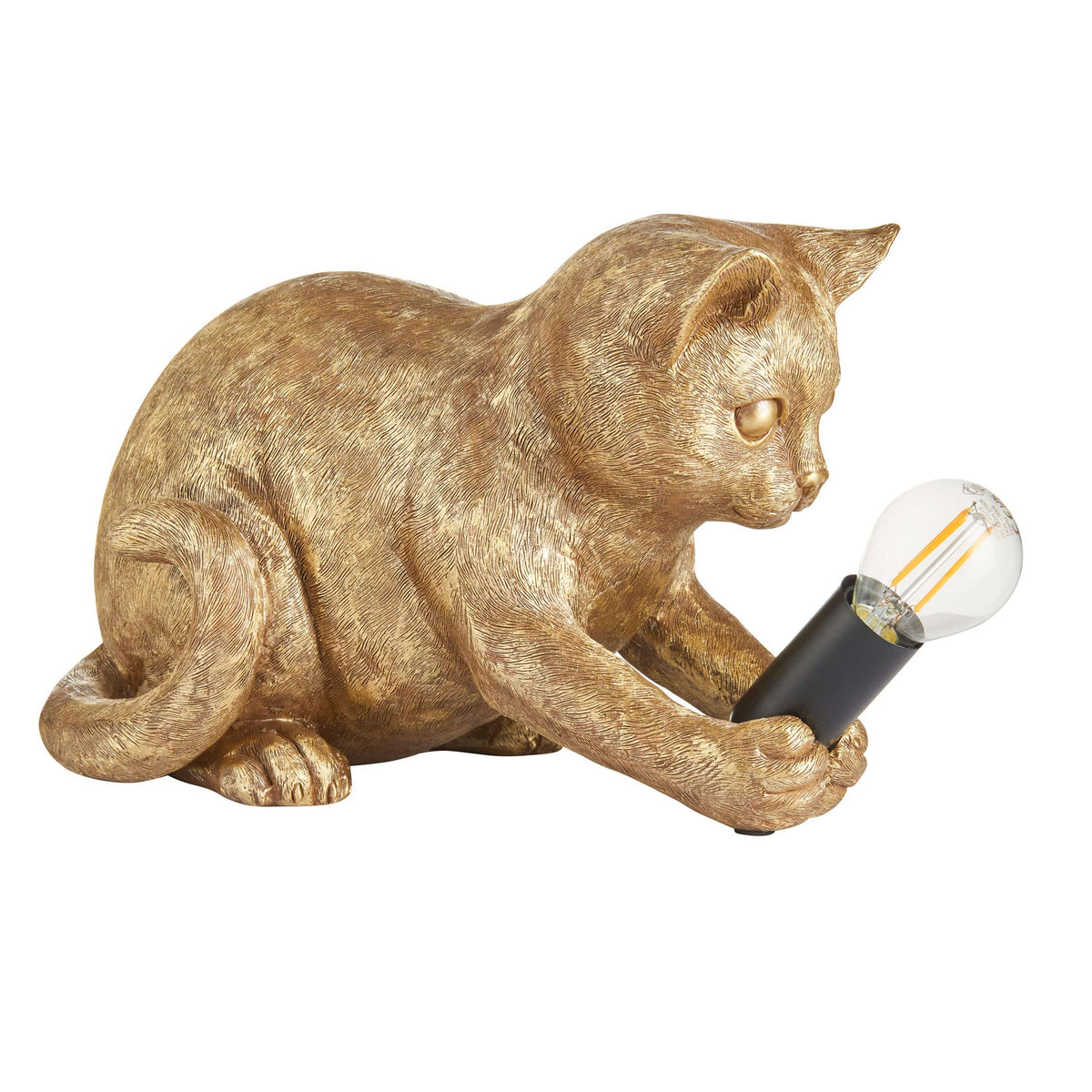 Kitten Table Lamp Vintage Gold.