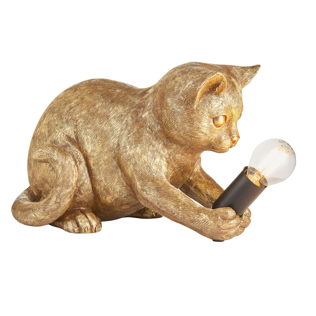 Kitten Table Lamp Vintage Gold.
