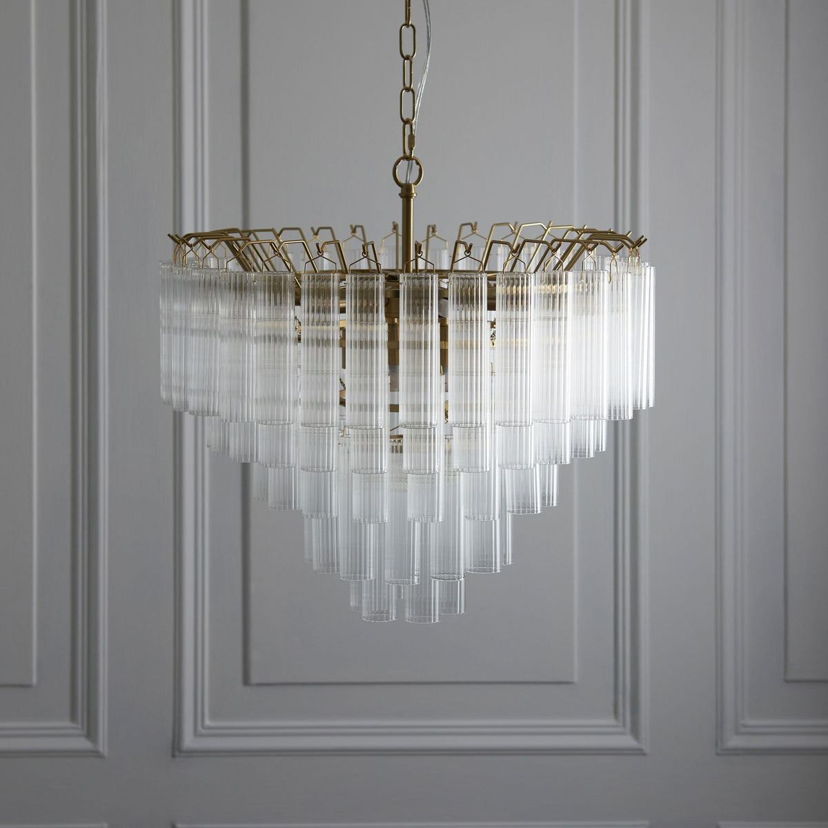 Bodhi Lighting La Rochelle 12 Pendant Light Clear Ribbed Glass House of Isabella UK
