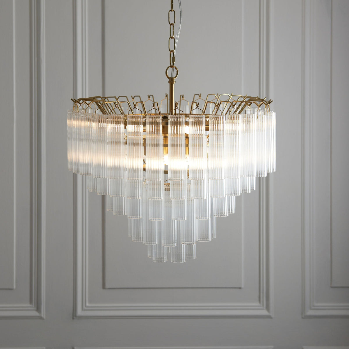 Bodhi Lighting La Rochelle 12 Pendant Light Clear Ribbed Glass House of Isabella UK