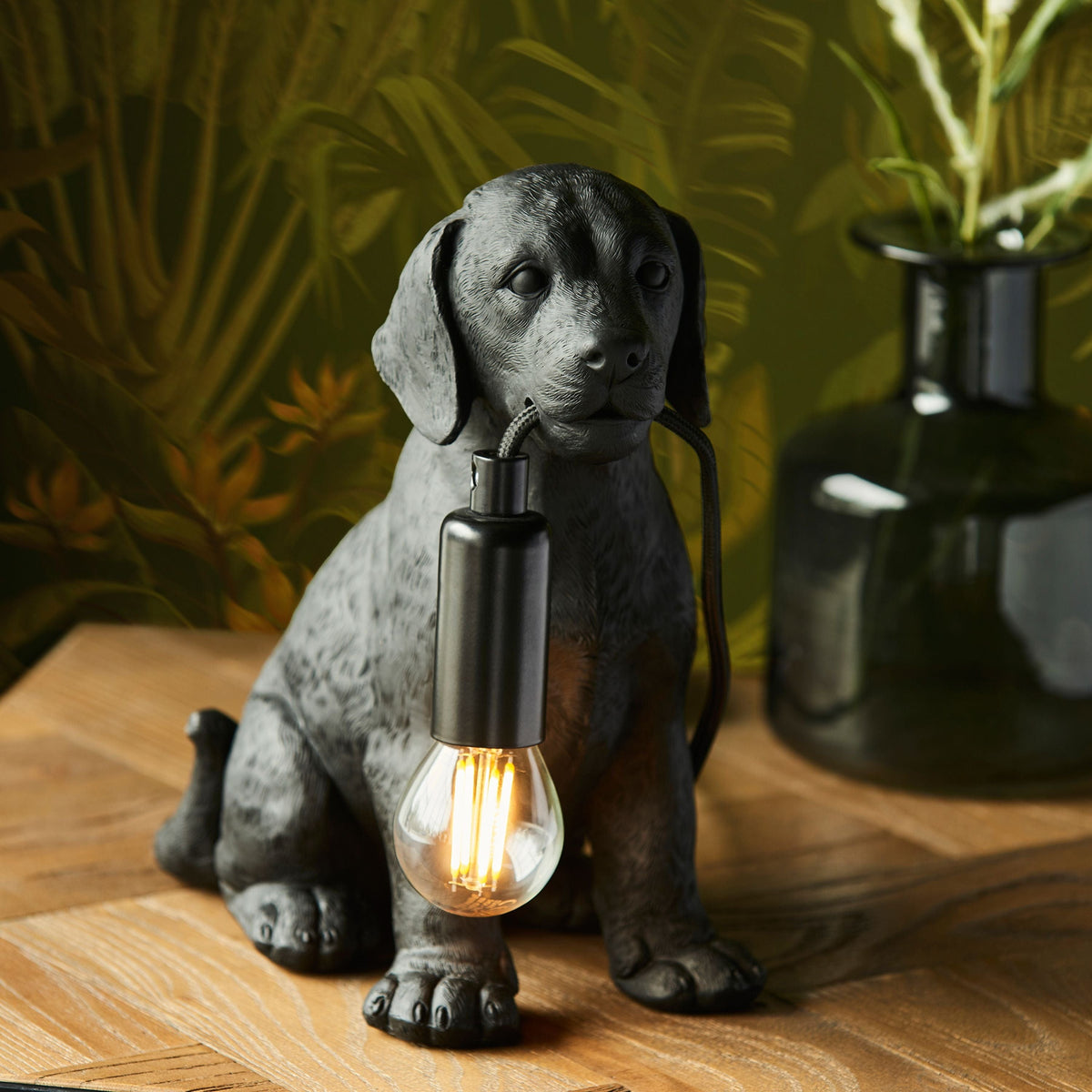 Labrador Puppy Table Lamp Black.