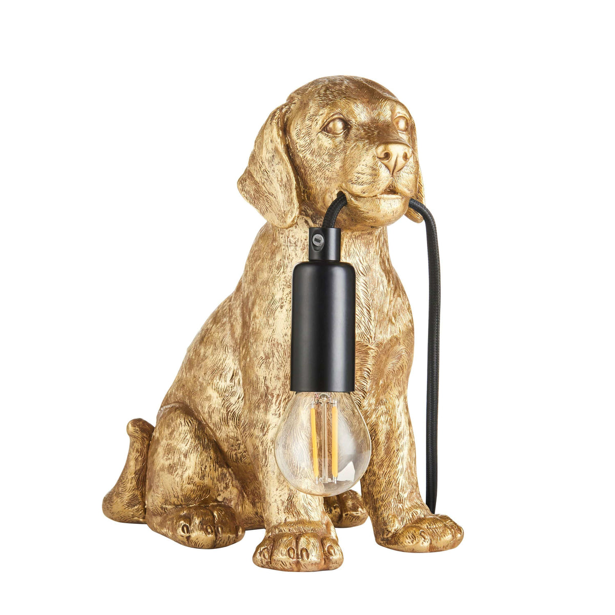 Labrador Puppy Table Lamp Vintage Gold.
