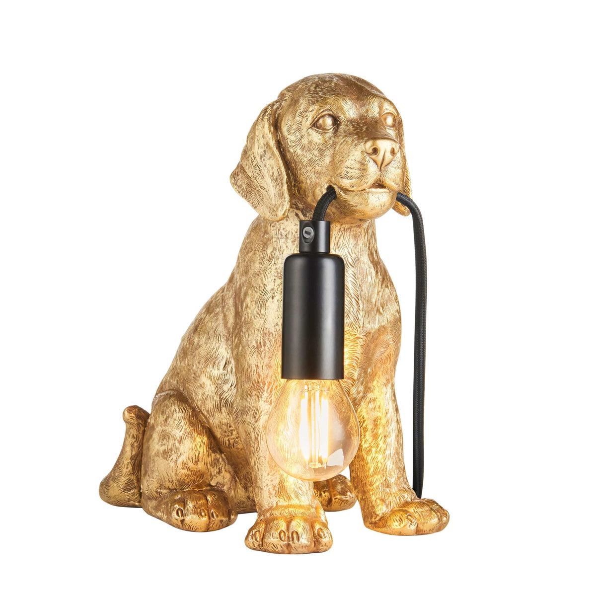 Labrador Puppy Table Lamp Vintage Gold.