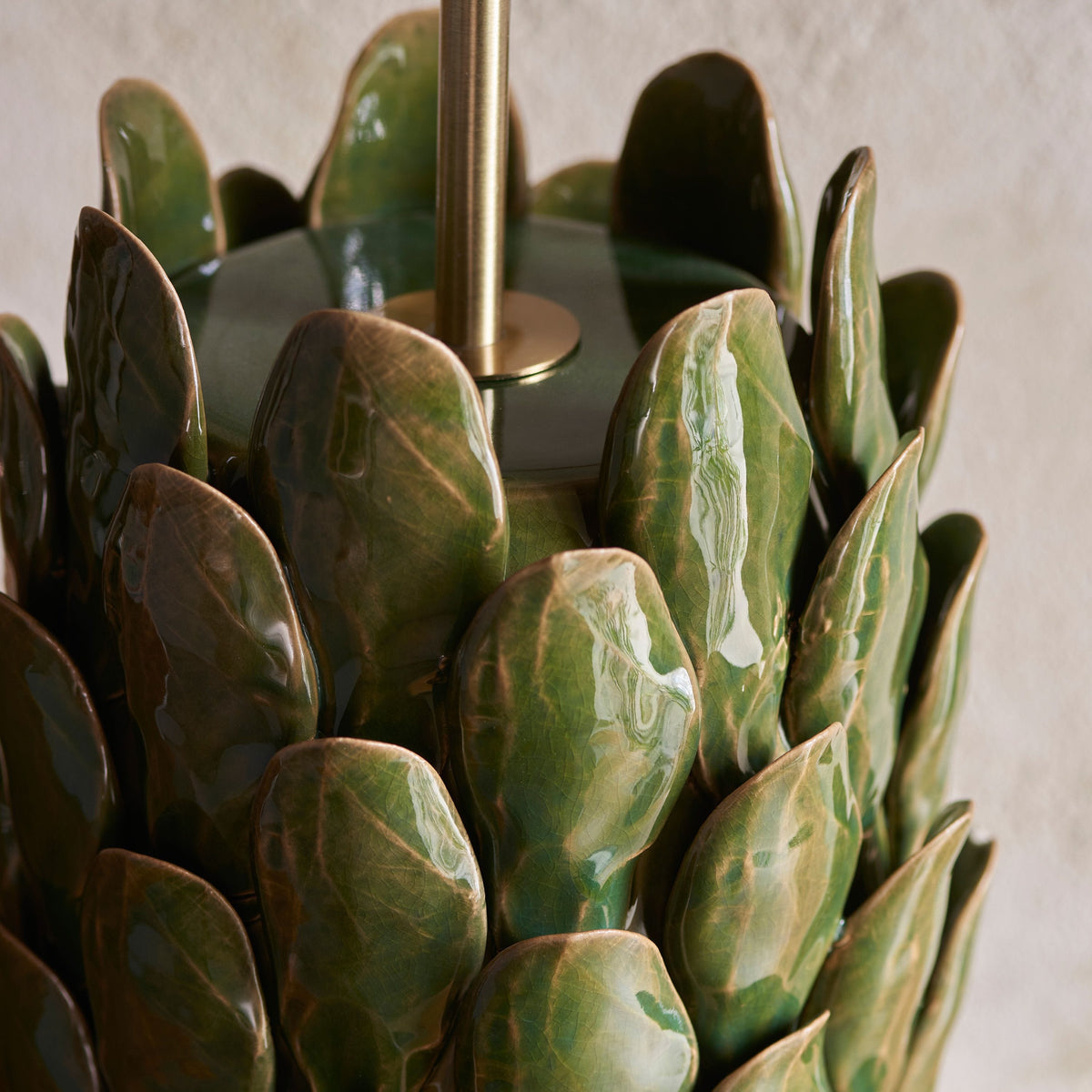 Bodhi Lighting Layered Leaf Table Lamp Base Dark Olive Glaze House of Isabella UK