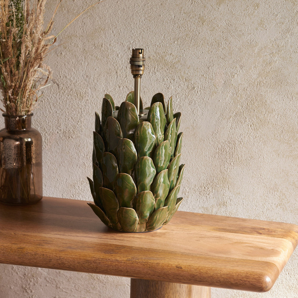 Bodhi Lighting Layered Leaf Table Lamp Base Dark Olive Glaze House of Isabella UK