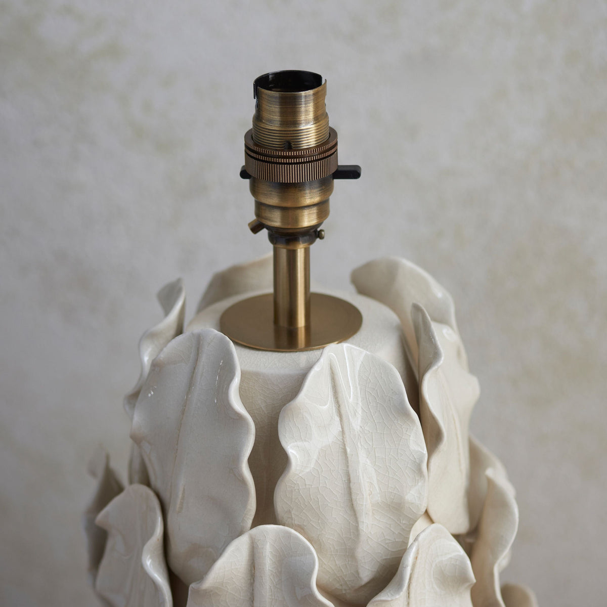 Layered Leaf Table Lamp Base Ivory Crackle Large.