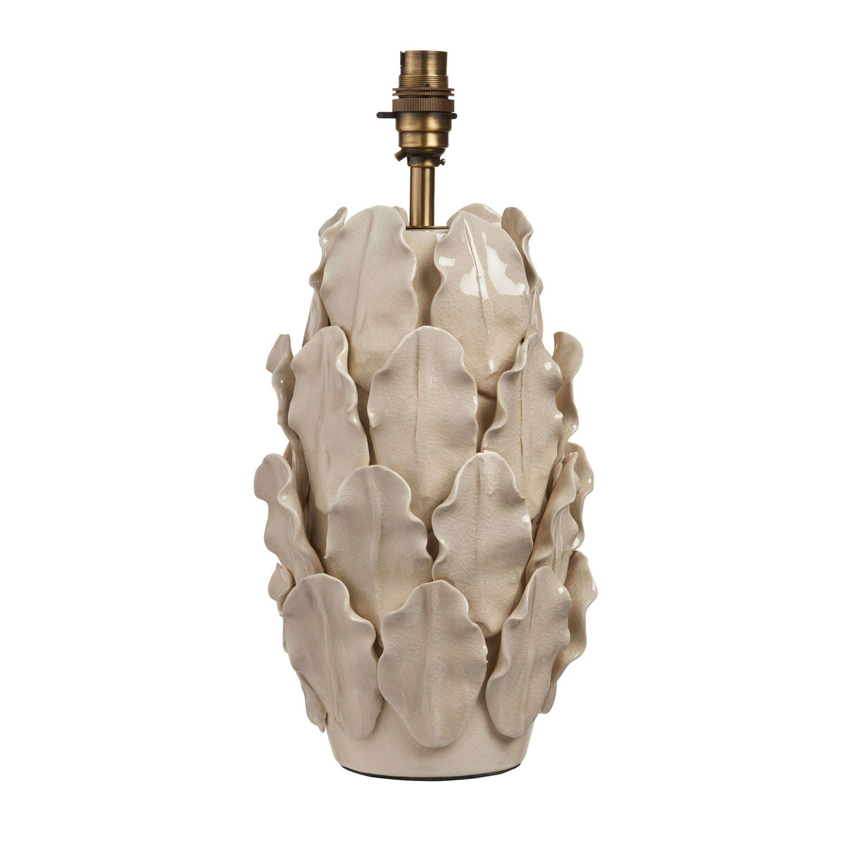 Layered Leaf Table Lamp Base Ivory Crackle Large.