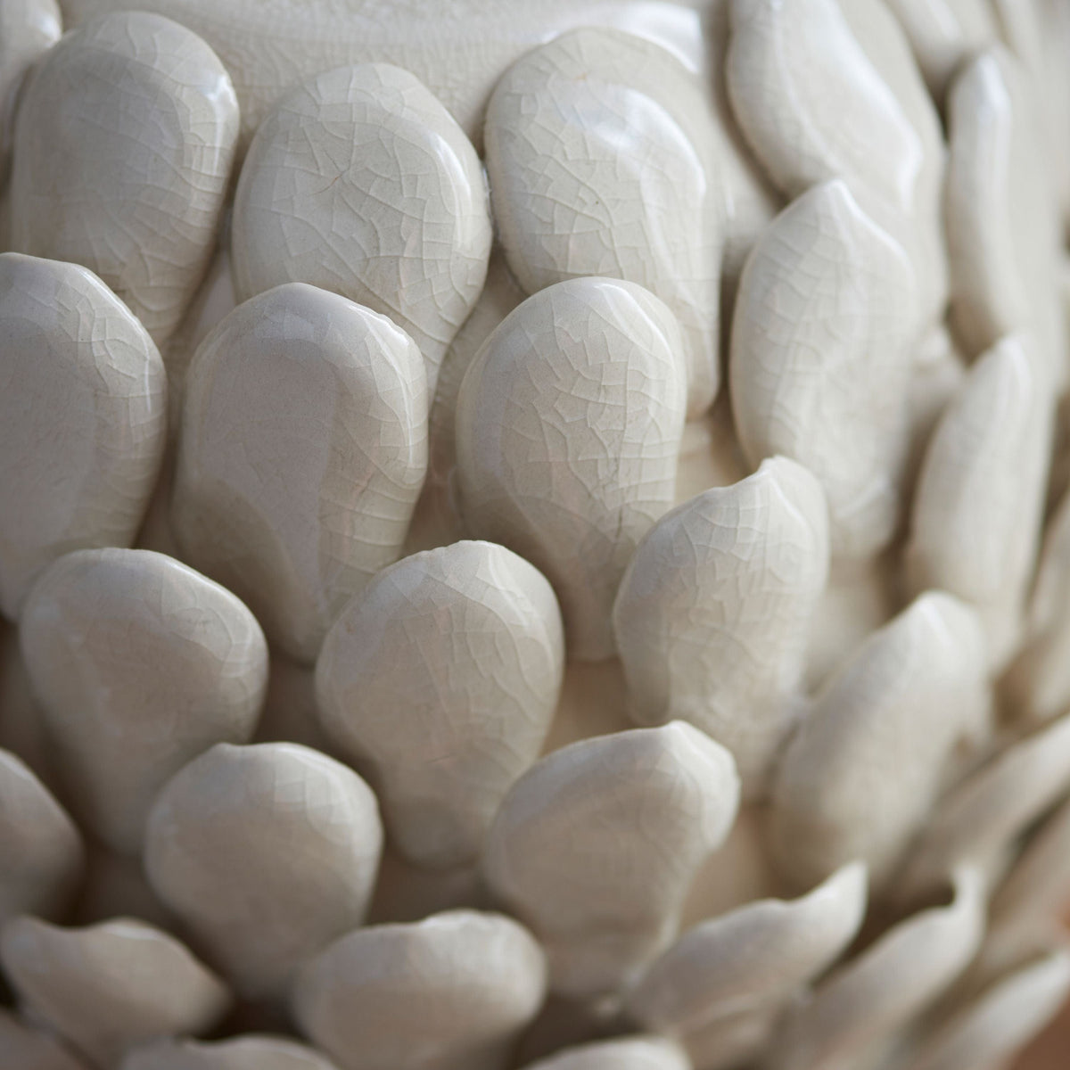 Layered Leaf Table Lamp Base Ivory Crackle Small.