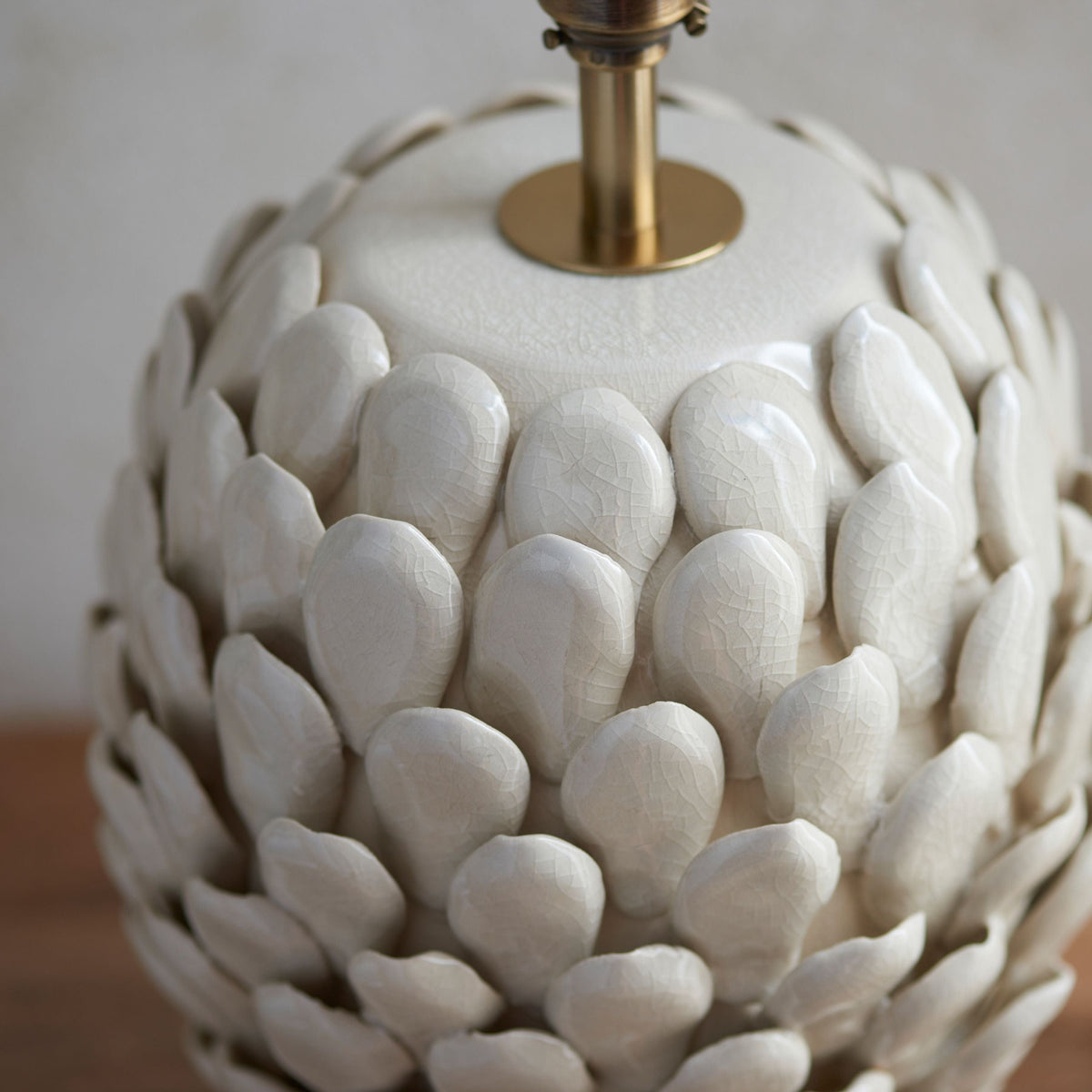 Layered Leaf Table Lamp Base Ivory Crackle Small.