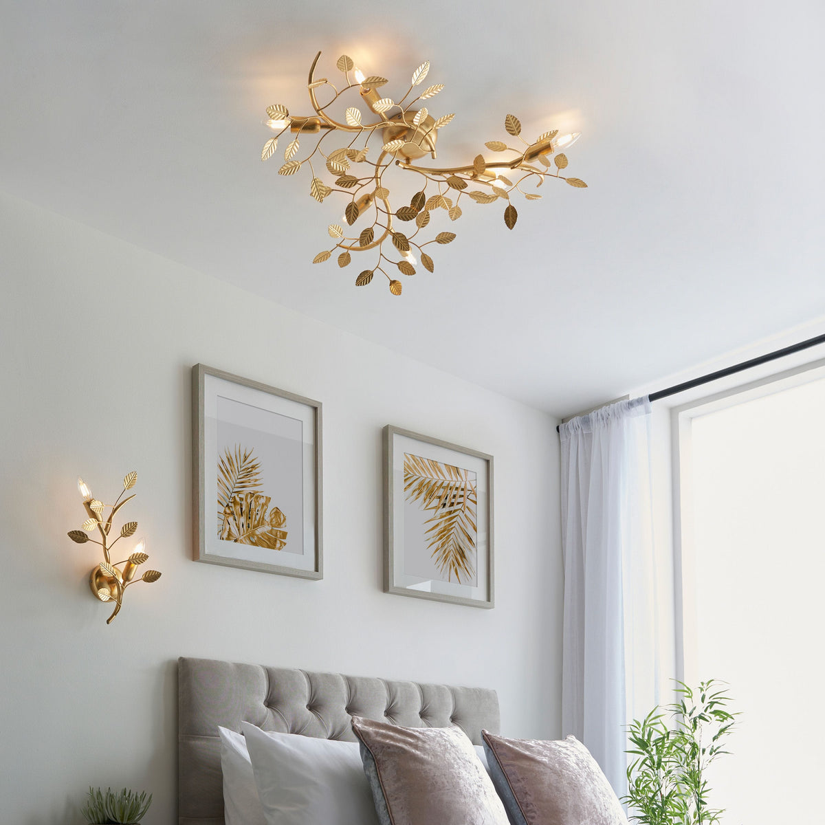 Linetter 6 Ceiling Light Gold Leaf.