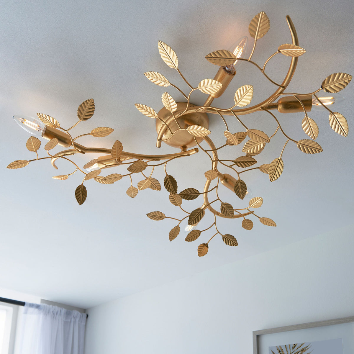 Linetter 6 Ceiling Light Gold Leaf.