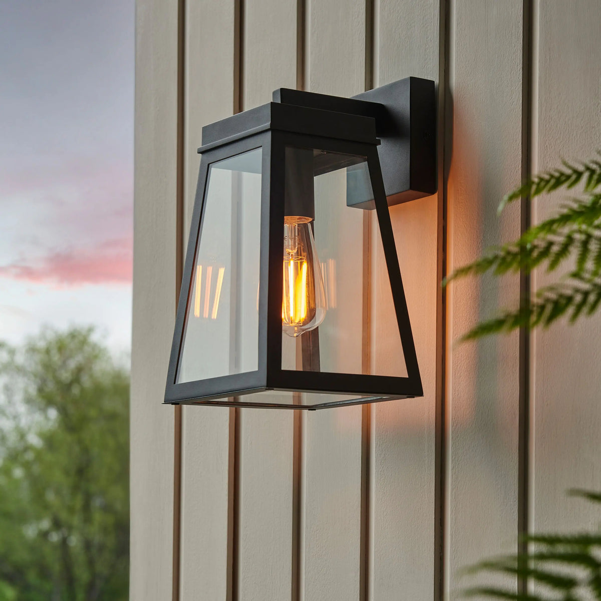 Bodhi Lighting Lymington Wall Light Textured Black & Clear Glass House of Isabella UK