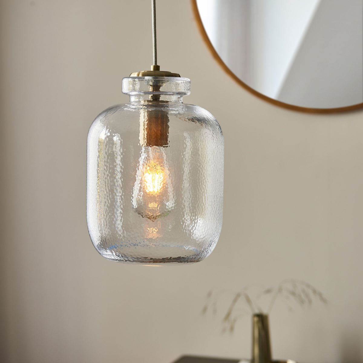 Lyra 1 Pendant Light Antique Brass.