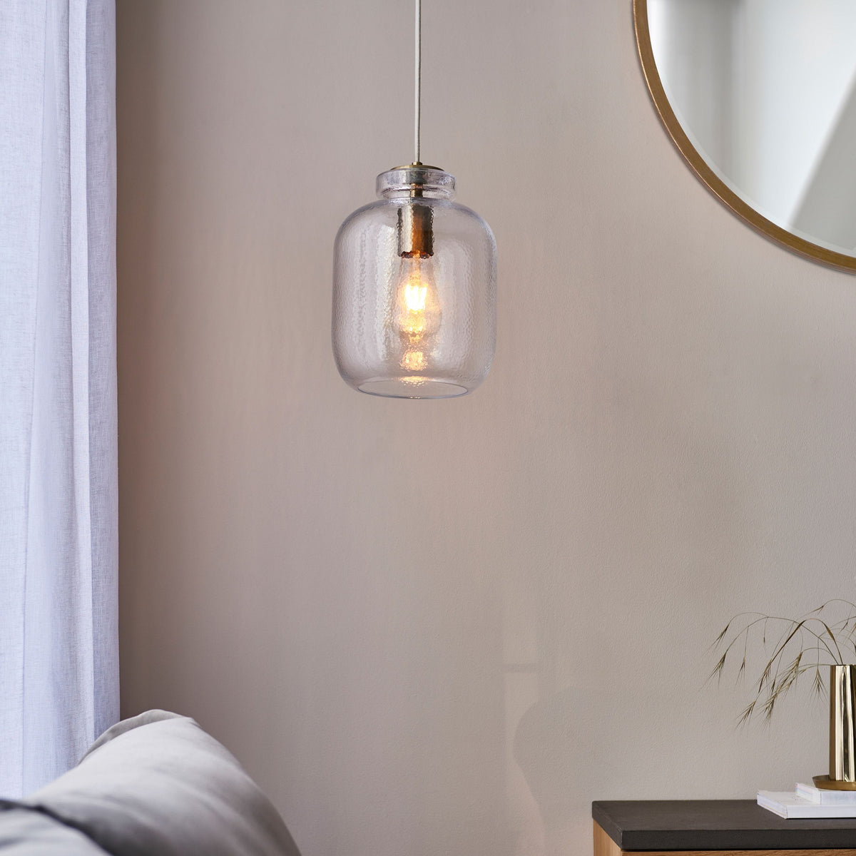 Lyra 1 Pendant Light Antique Brass.