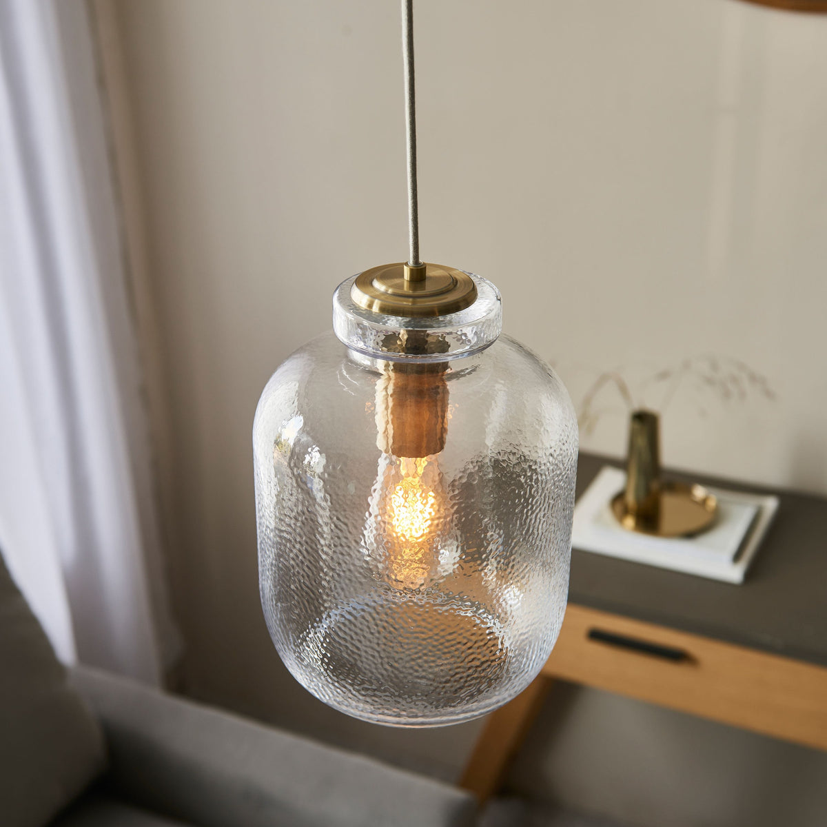 Lyra 1 Pendant Light Antique Brass.