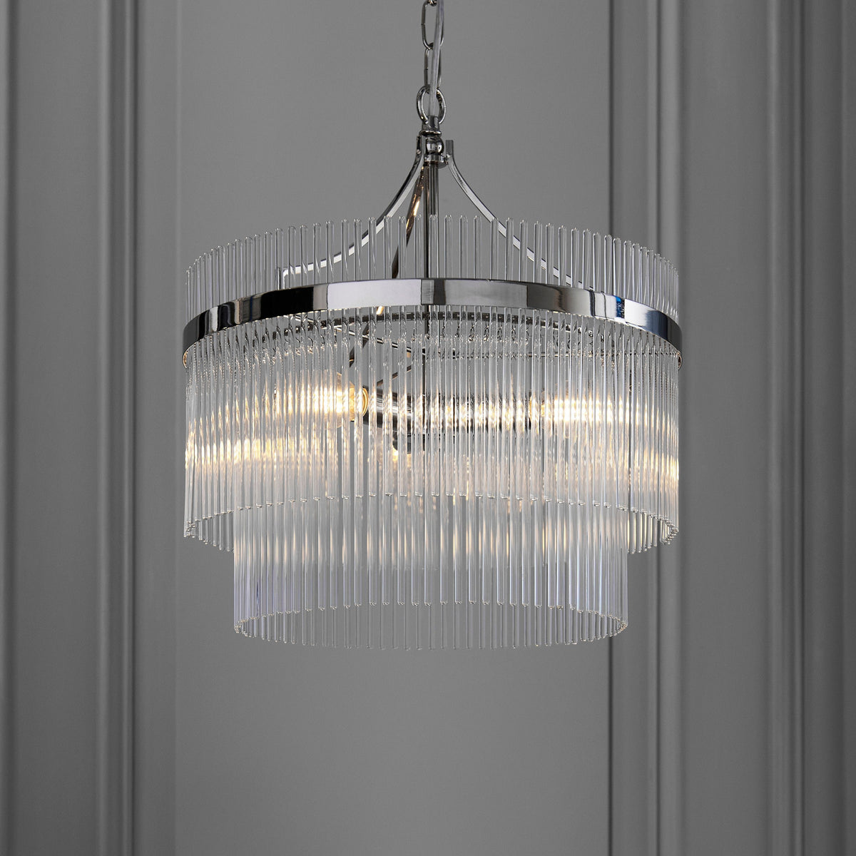 Marietta 3 Pendant Light Bright Nickel.