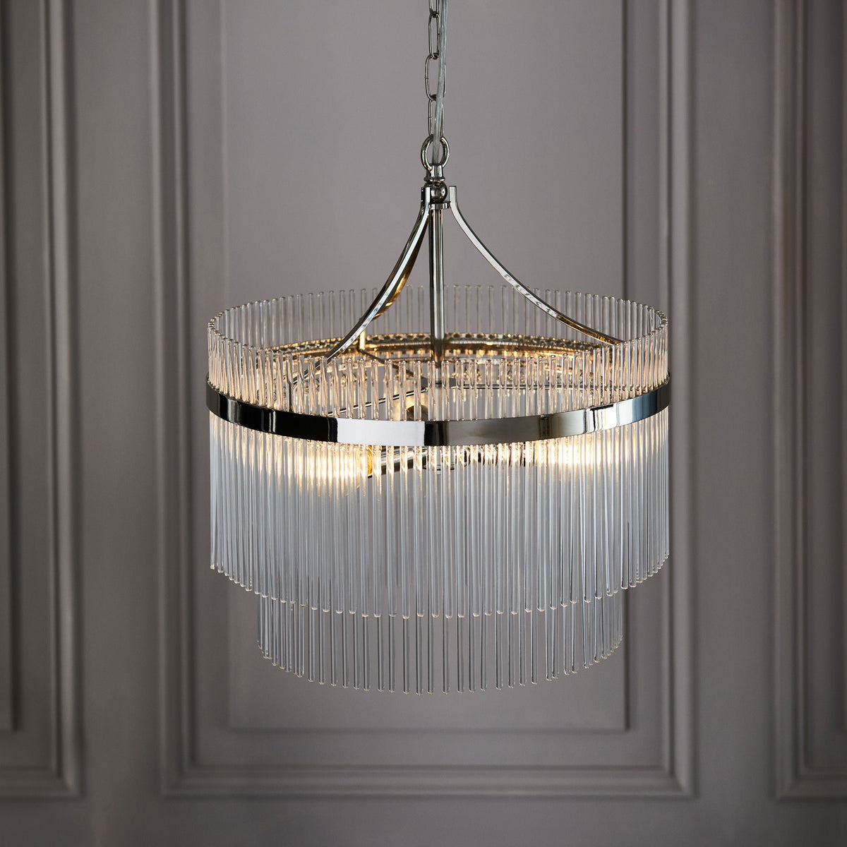 Marietta 3 Pendant Light Bright Nickel.
