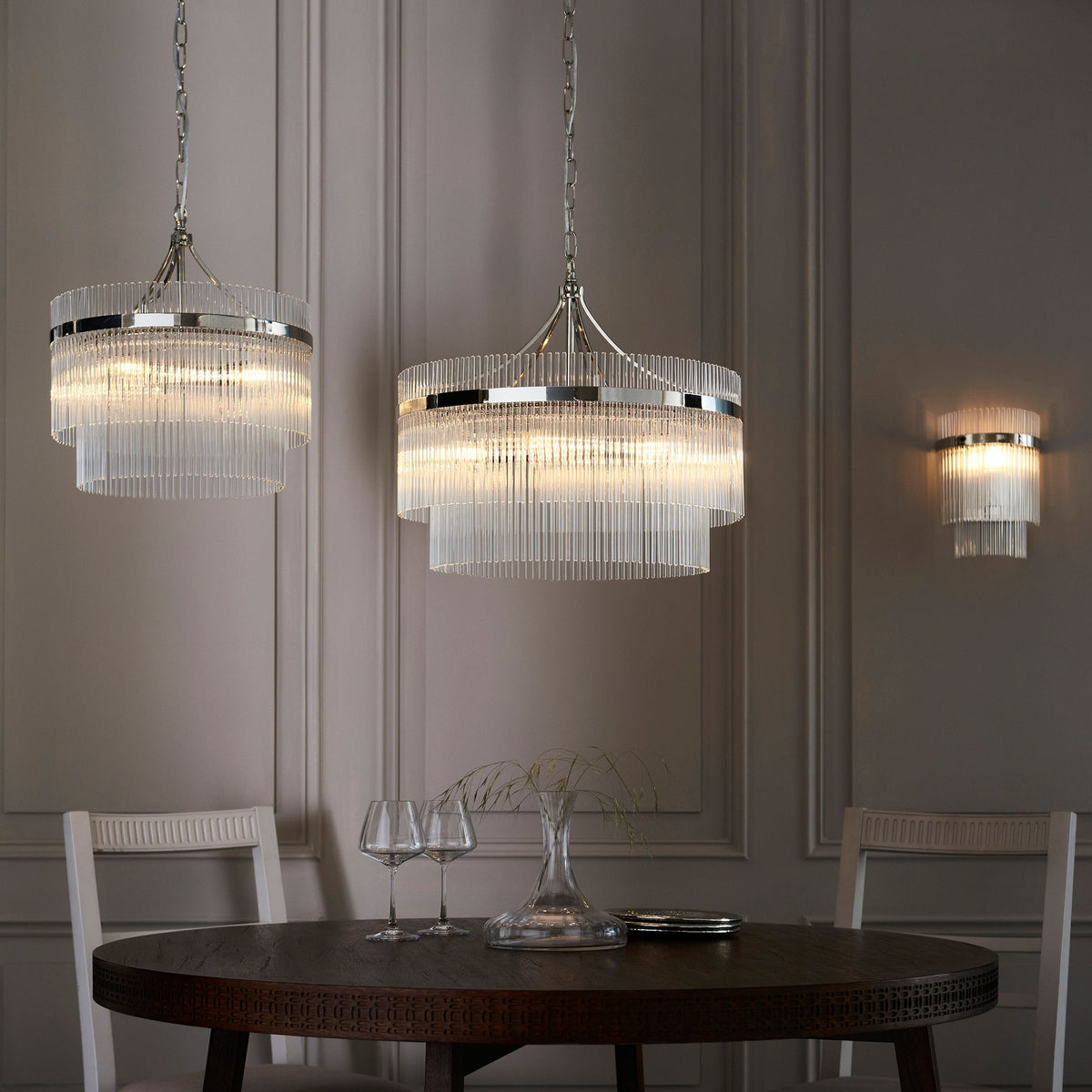 Marietta 3 Pendant Light Bright Nickel.