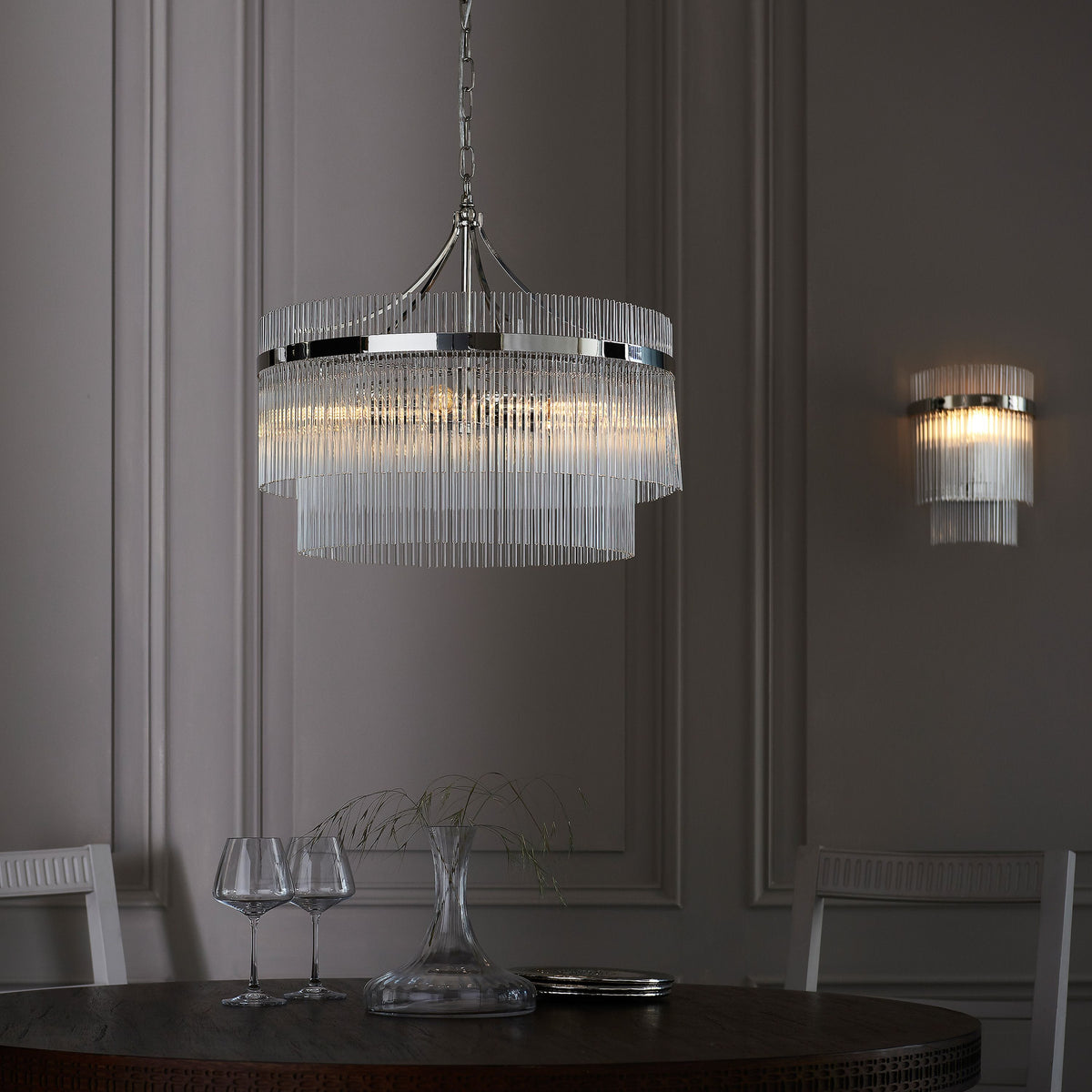 Marietta 5 Pendant Light Bright Nickel.