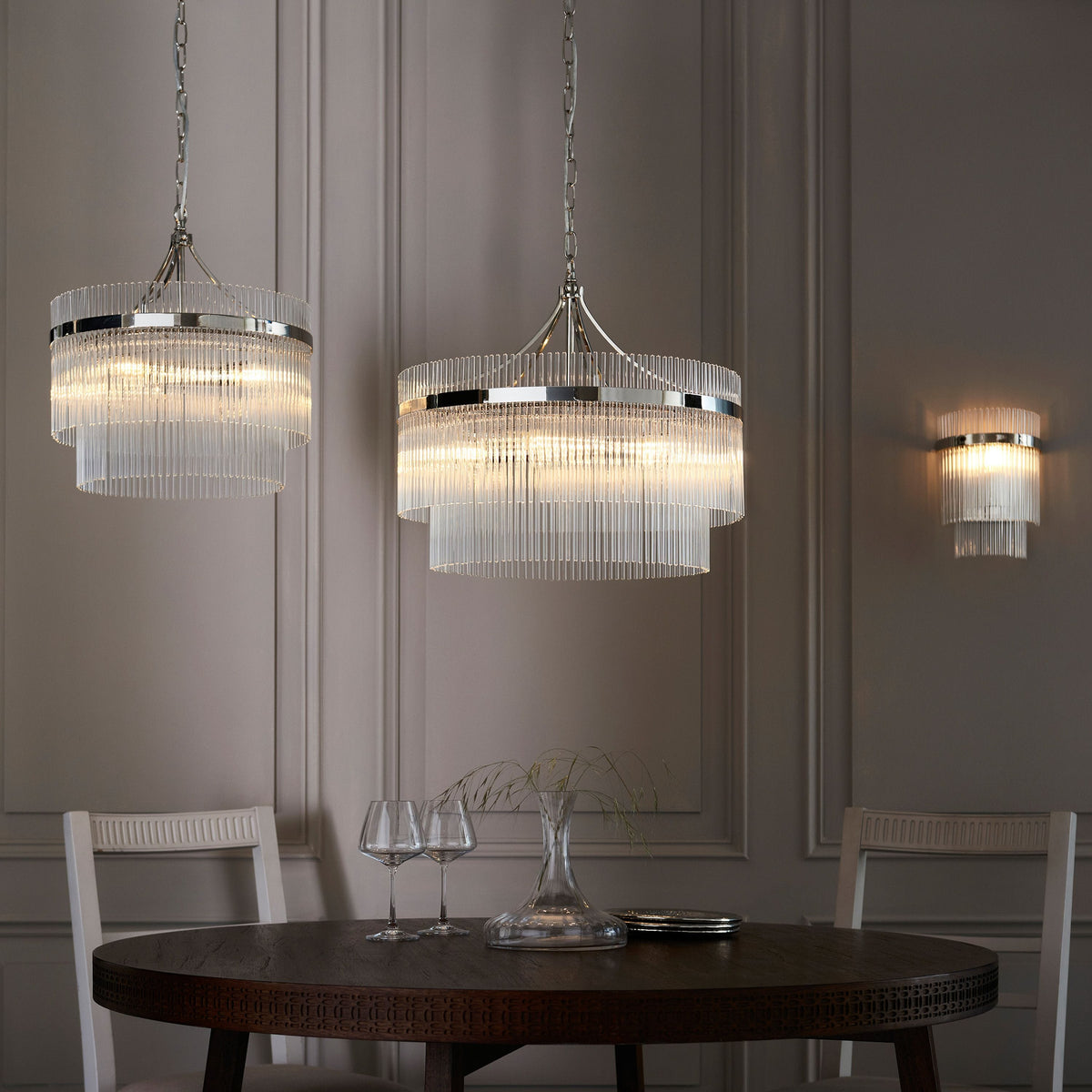 Marietta 5 Pendant Light Bright Nickel.
