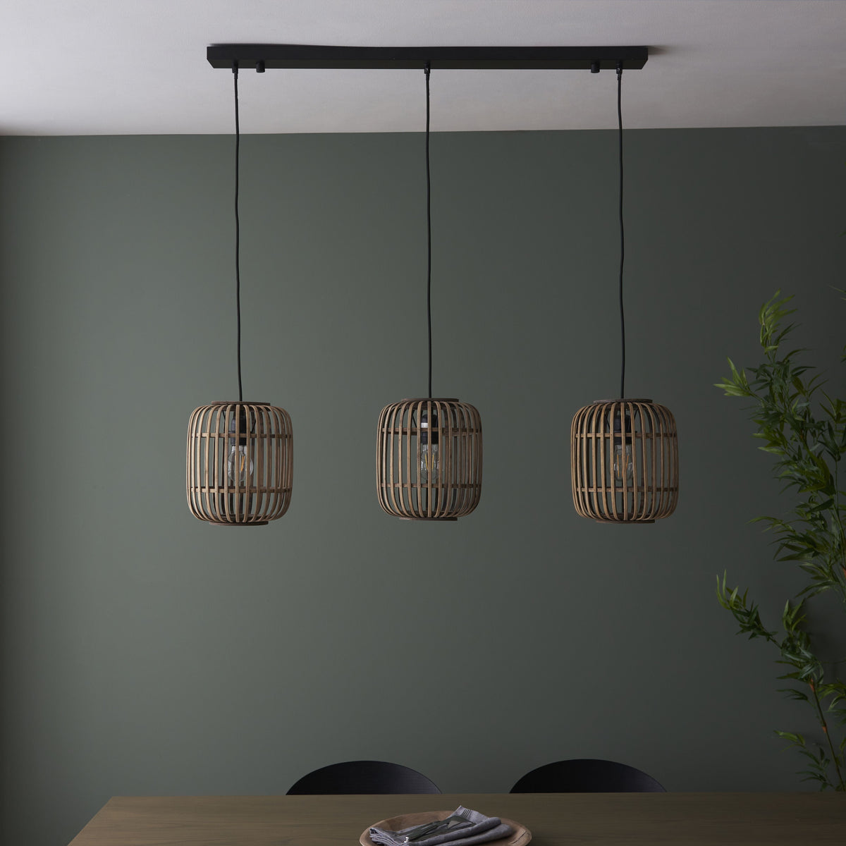 Mathias 3 Pendant Light Natural Bamboo.