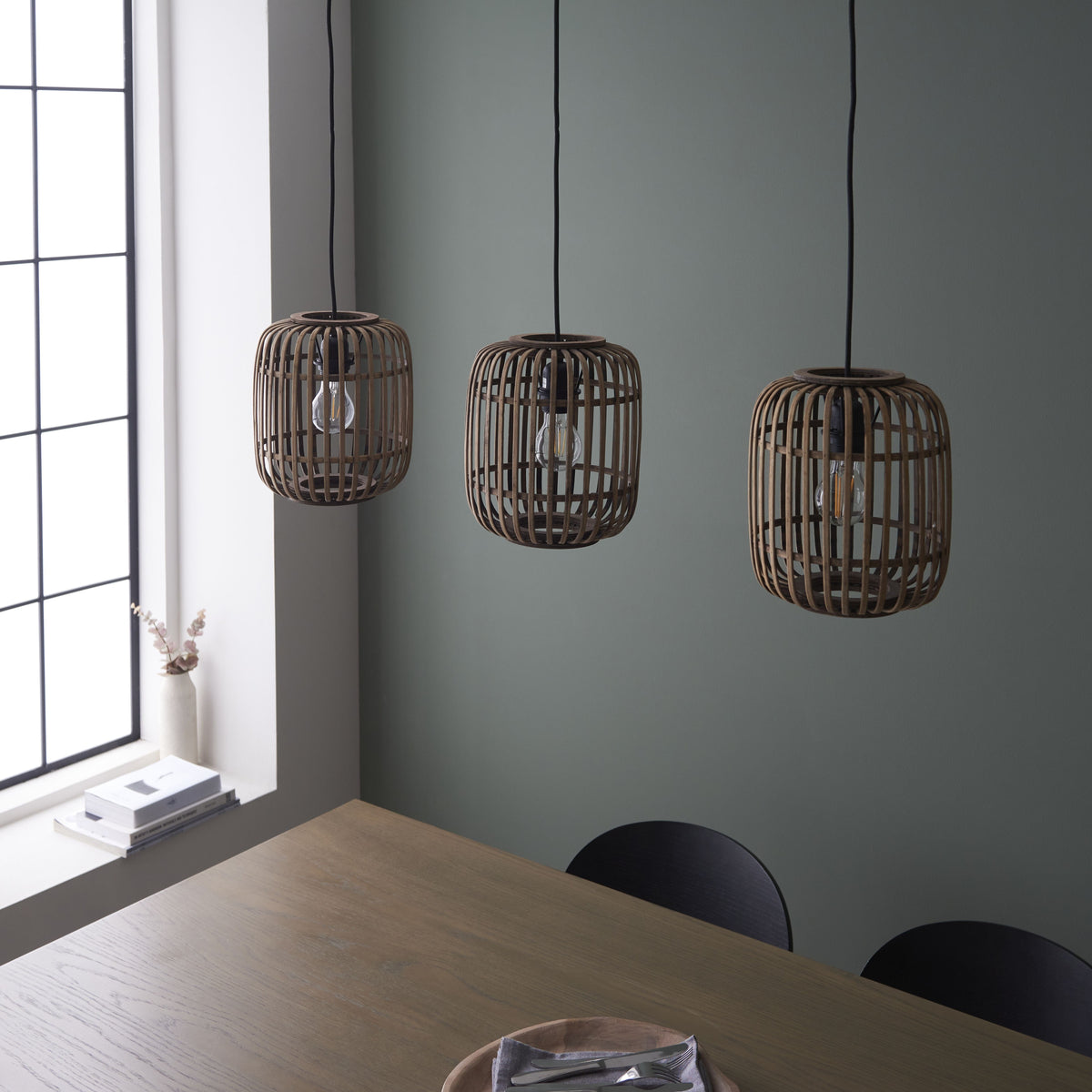 Mathias 3 Pendant Light Natural Bamboo.