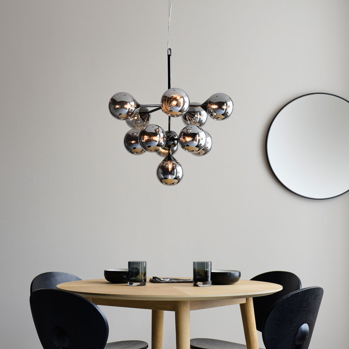 Oscar 11 Pendant Light Black Chrome.