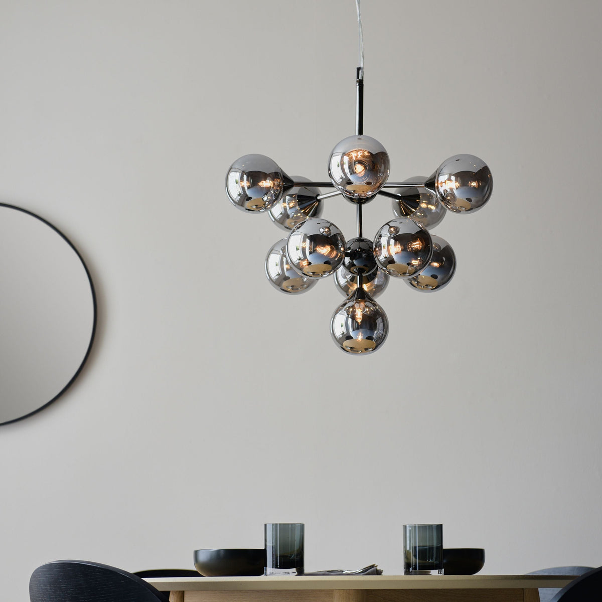 Oscar 11 Pendant Light Black Chrome.