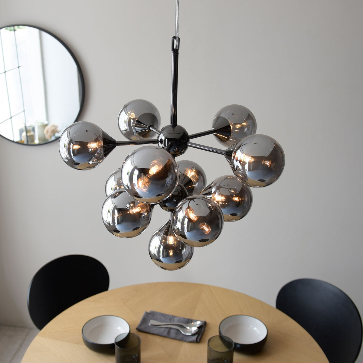 Oscar 11 Pendant Light Black Chrome.