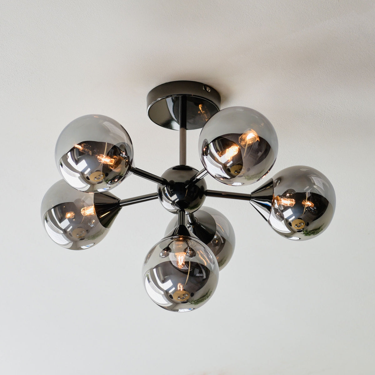 Oscar 6 Ceiling Light Black Chrome.