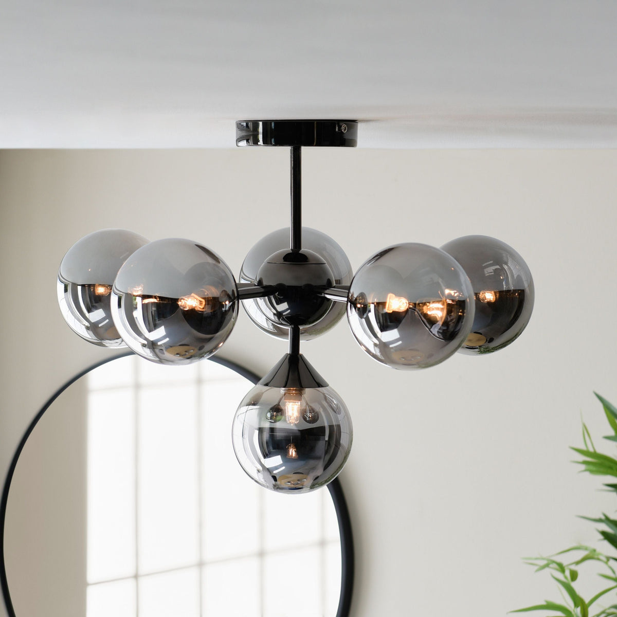 Oscar 6 Ceiling Light Black Chrome.