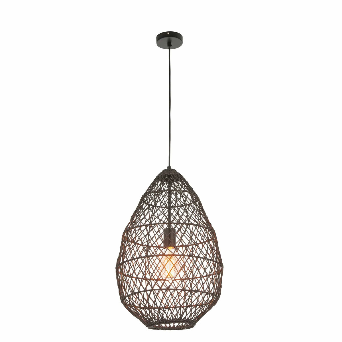 Pimva 1 Pendant Light Black Rattan.