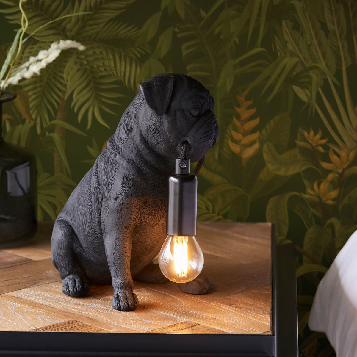 Bodhi Lighting Pug Puppy Table Lamp Black House of Isabella UK
