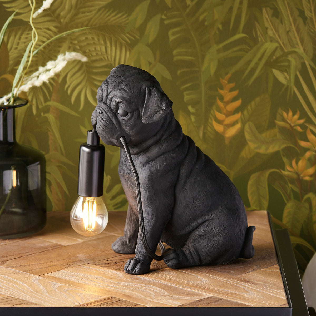 Bodhi Lighting Pug Puppy Table Lamp Black House of Isabella UK