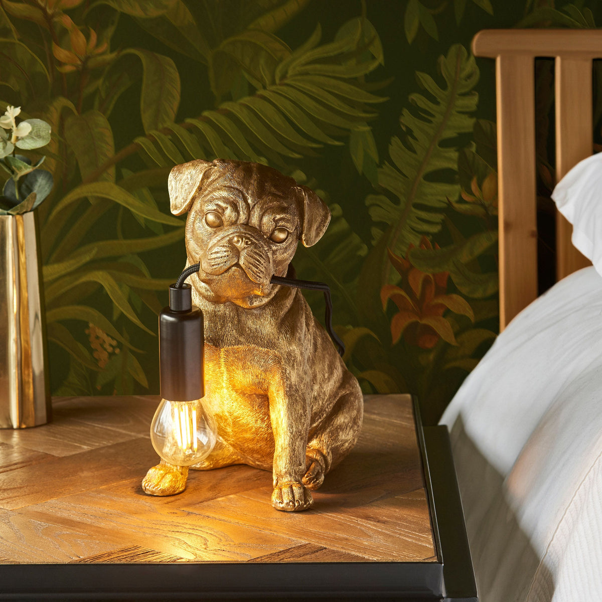 Bodhi Lighting Pug Puppy Table Lamp Vintage Gold House of Isabella UK