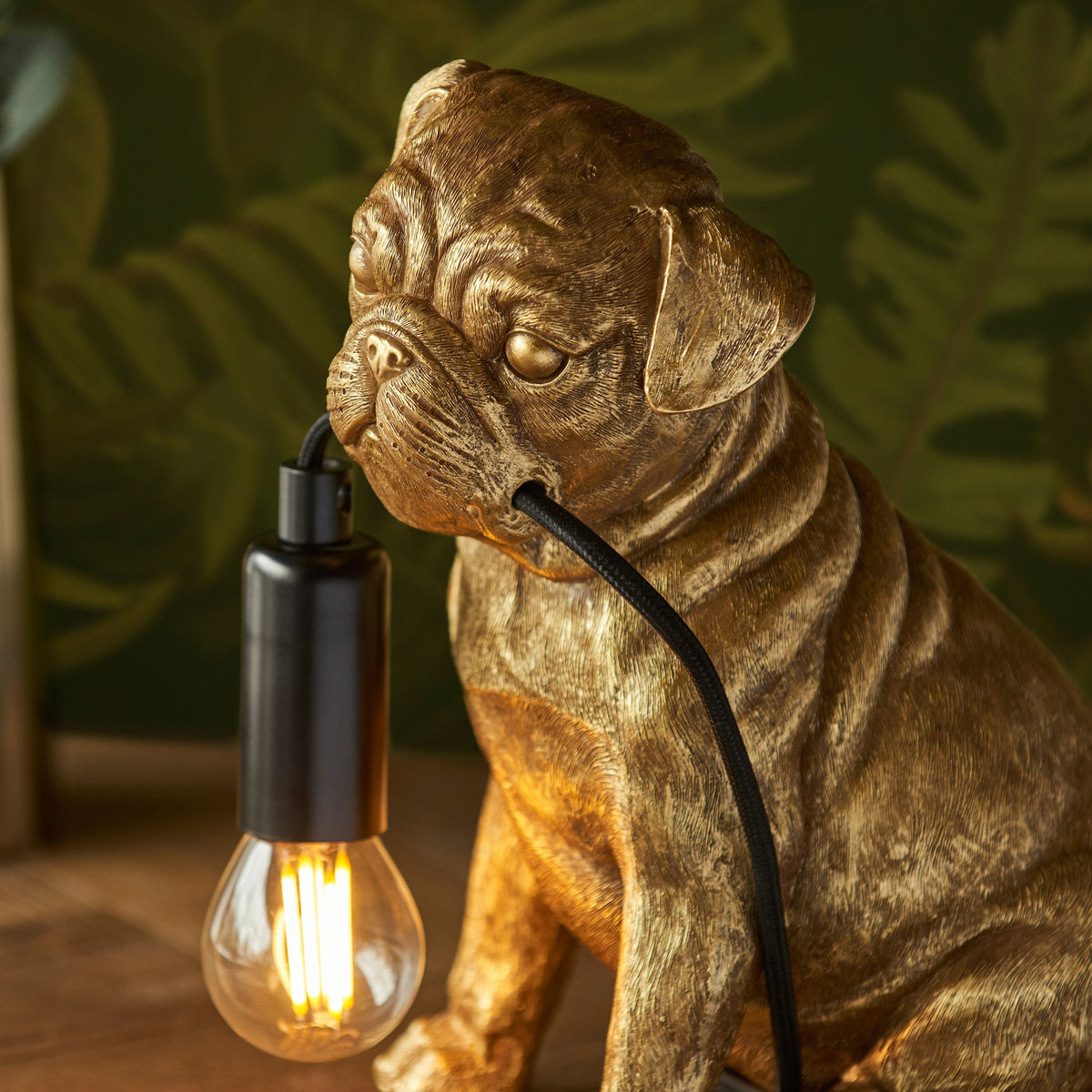 Bodhi Lighting Pug Puppy Table Lamp Vintage Gold House of Isabella UK