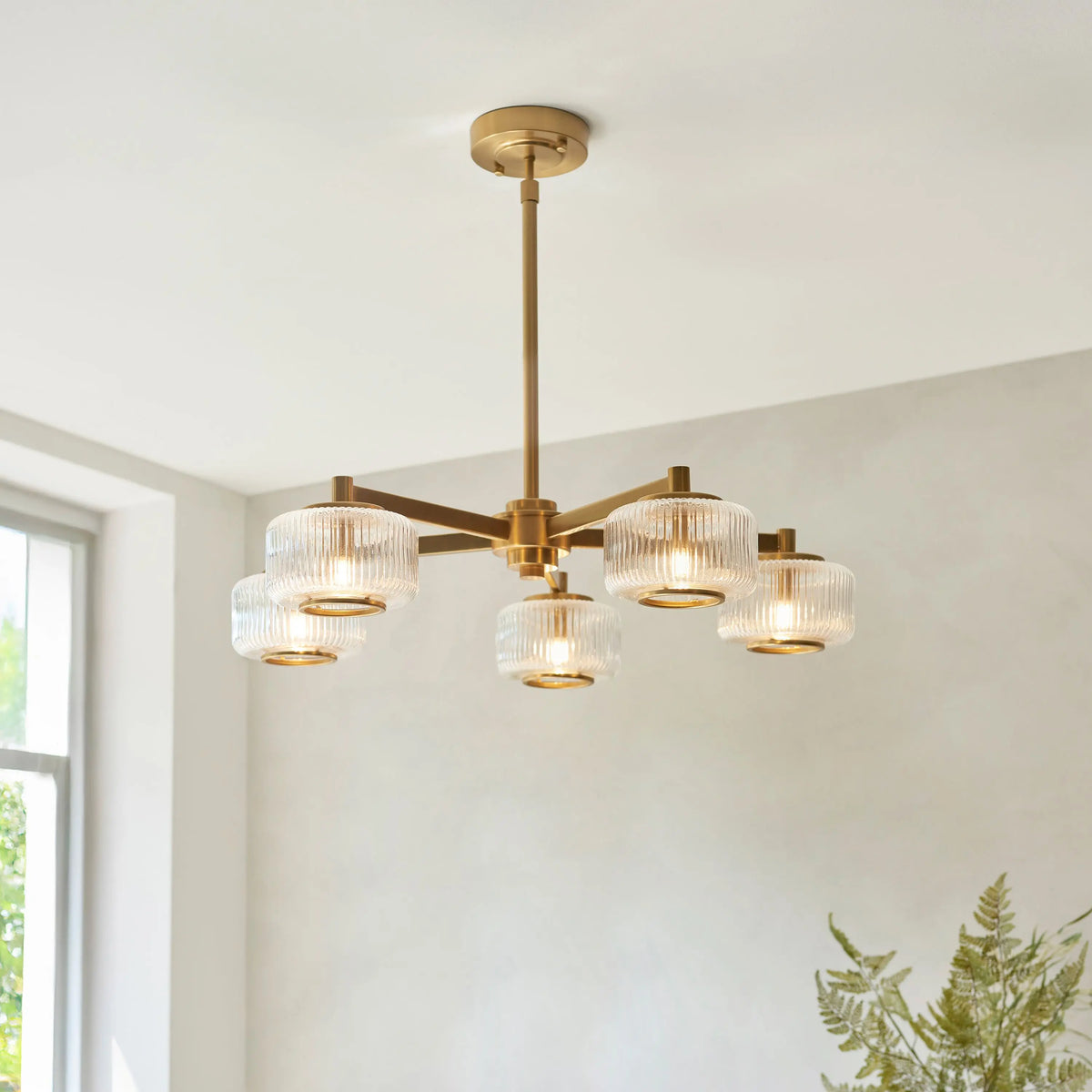 Bodhi Lighting Stamford 5 Pendant Light Brushed Aged Brass House of Isabella UK