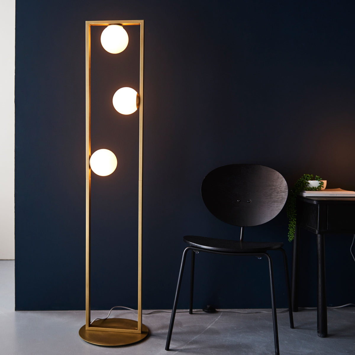 Theo 3 Floor Lamp Brushed Gold.