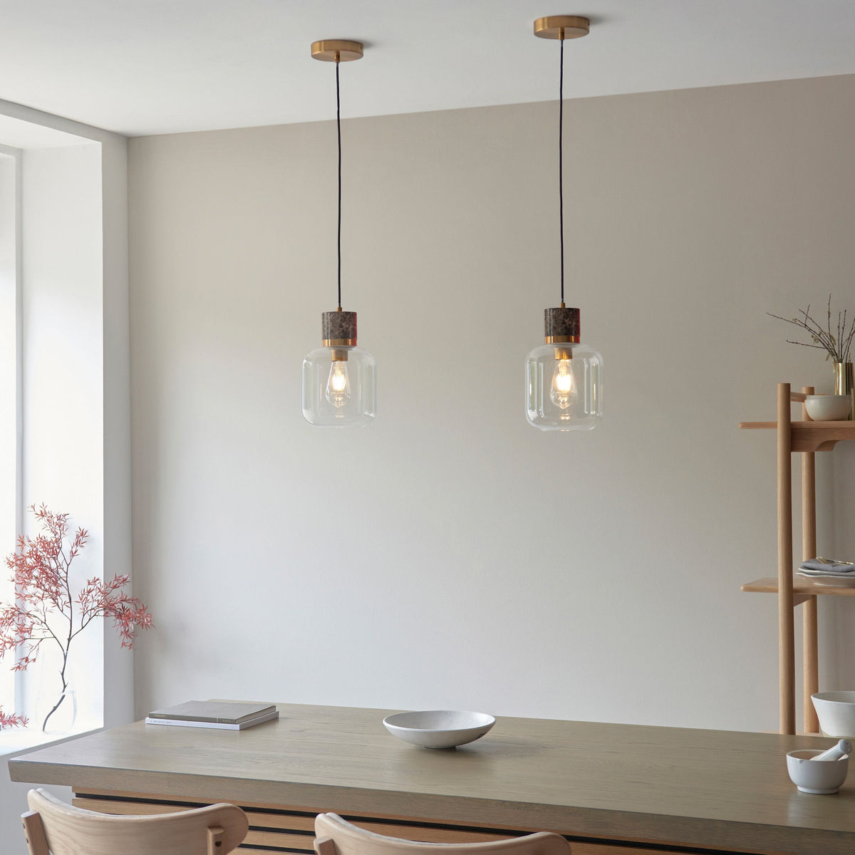 Bodhi Lighting Travi 1 Pendant Light Dark Brown Emperador Marble House of Isabella UK