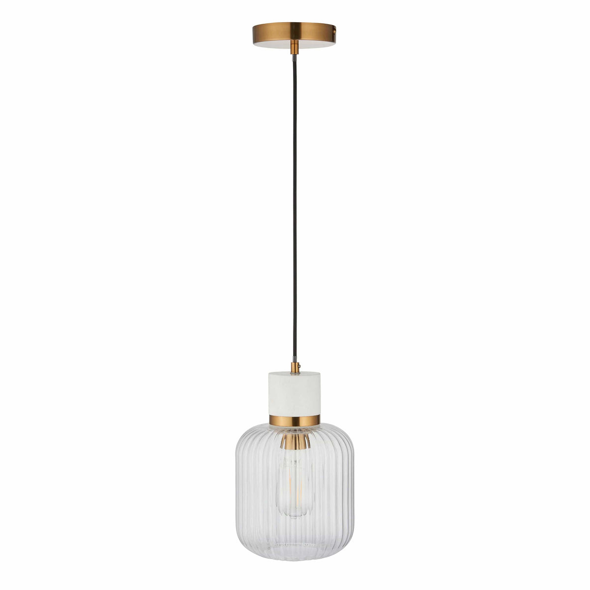Bodhi Lighting Travi Ribbed 1 Pendant Light White Volakas Marble House of Isabella UK