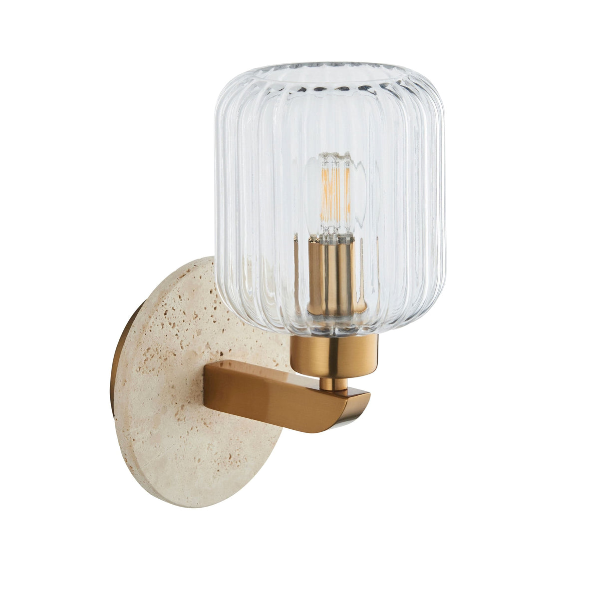 Bodhi Lighting Travi Ribbed Wall Light Beige Textured Marble House of Isabella UK