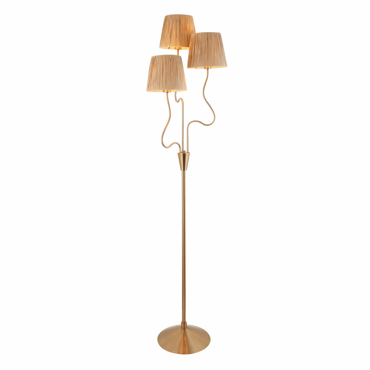 Bodhi Lighting Wrigley 3 Floor Lamp Brushed Aged Brass House of Isabella UK