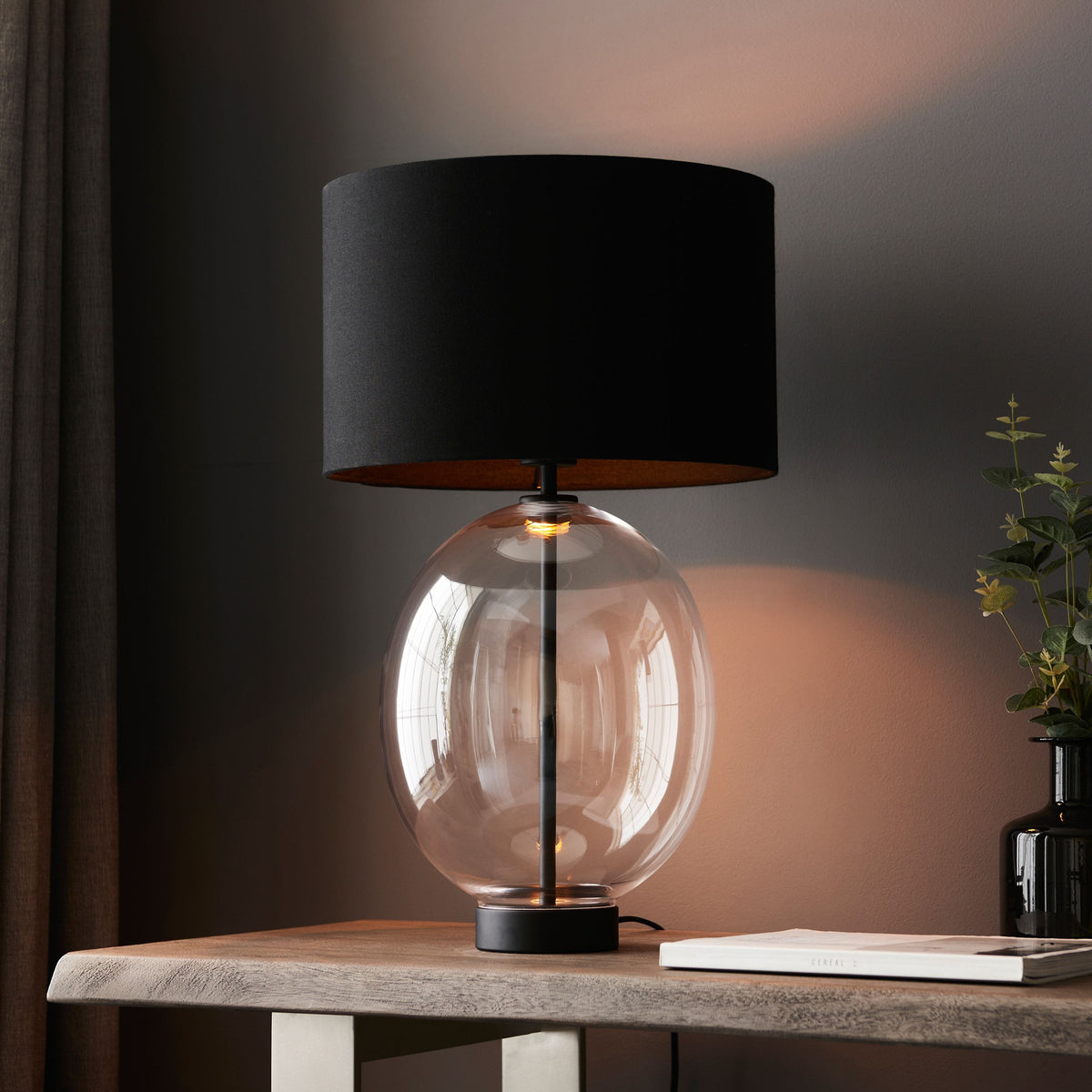 Bodhi Lighting Zelda Oval Table Lamp Clear Glass Black House of Isabella UK