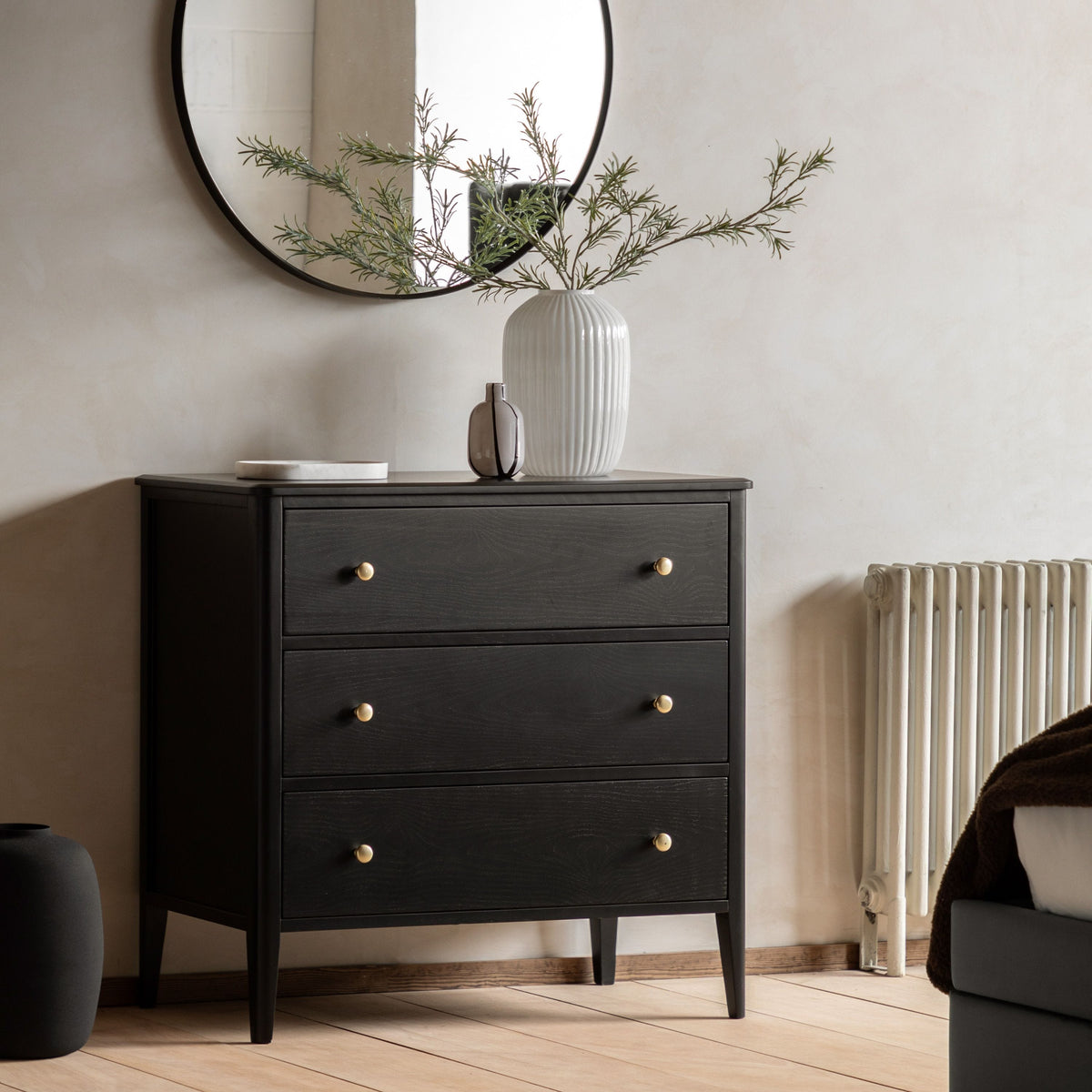 Bodhi Living Acton 3 Drawer Chest Black House of Isabella UK