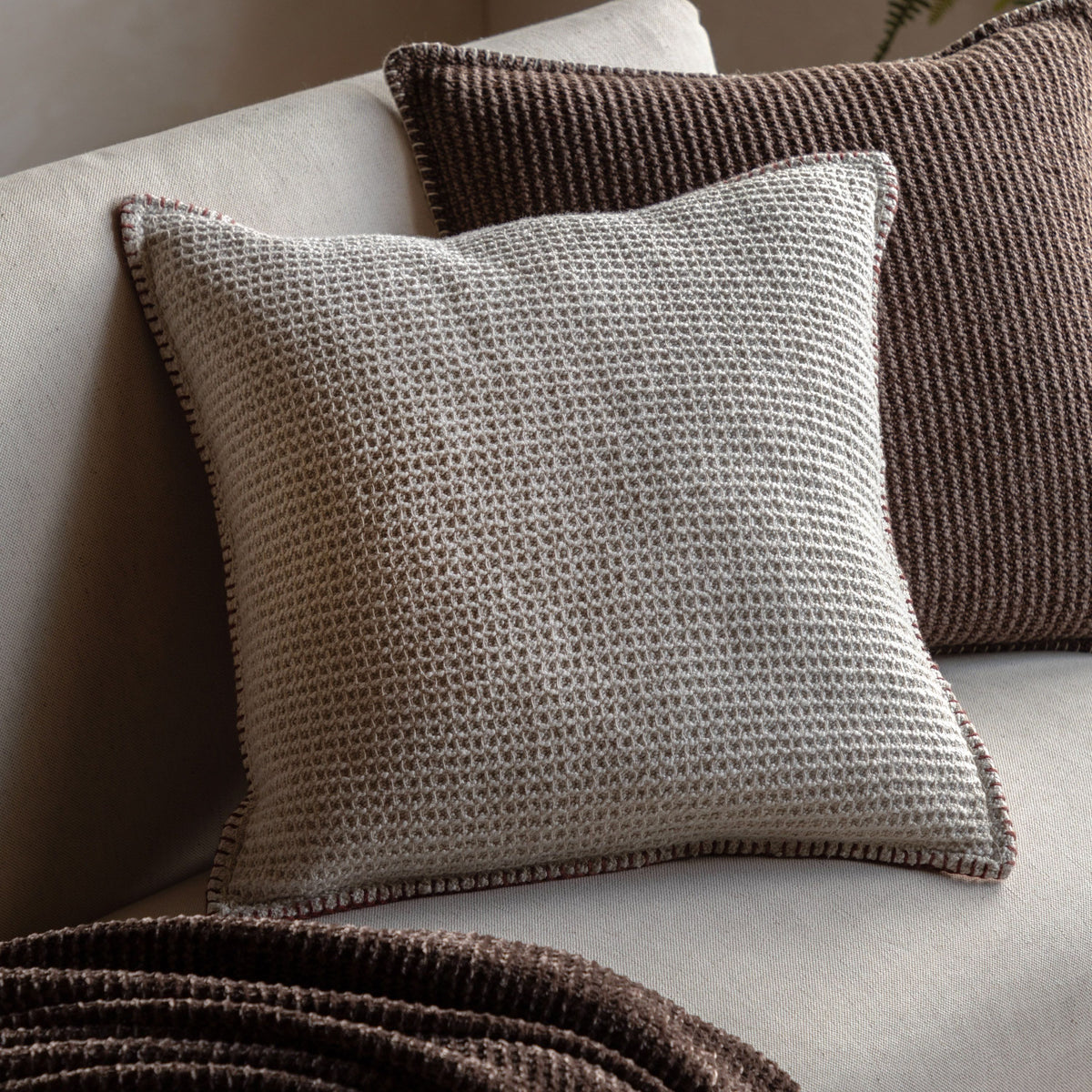 Bodhi Living Alder Textured Cushion Cream House of Isabella UK